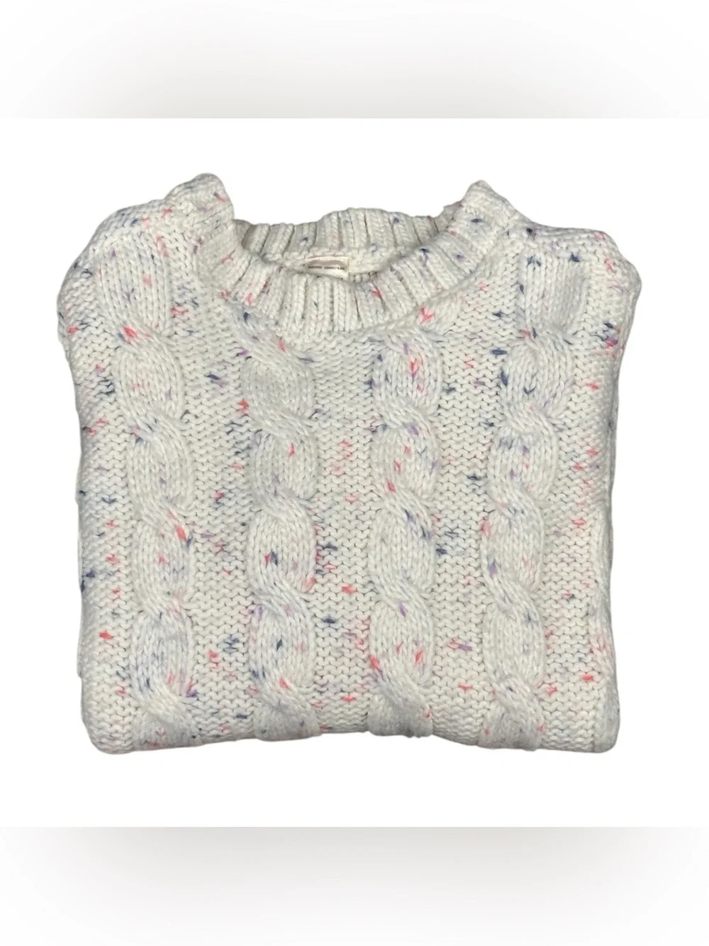 OshKosh B’gosh Girls Size 8 Cable Knit Sweater Cream Confetti Speckled Pullover